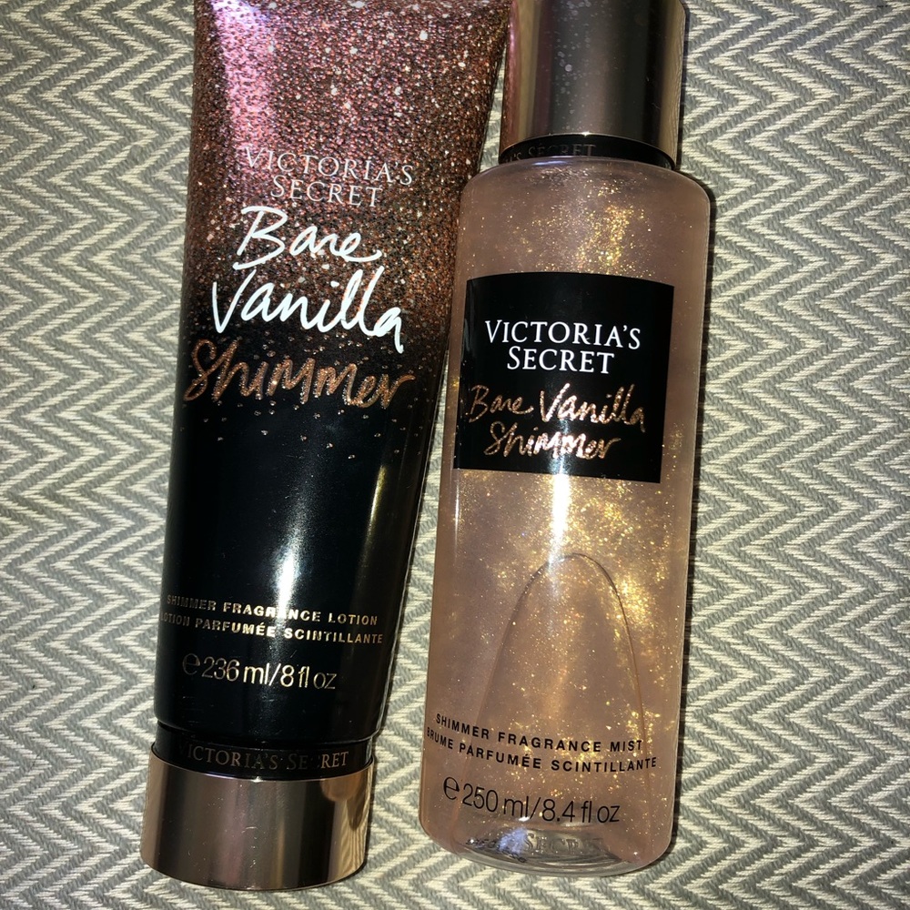 bare vanilla victoria secret body shimmer & lotion